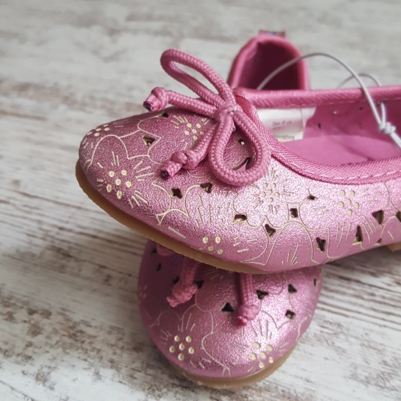 NWT Pink Shimmer Toddler Ballet Flats - Picture 3 of 8